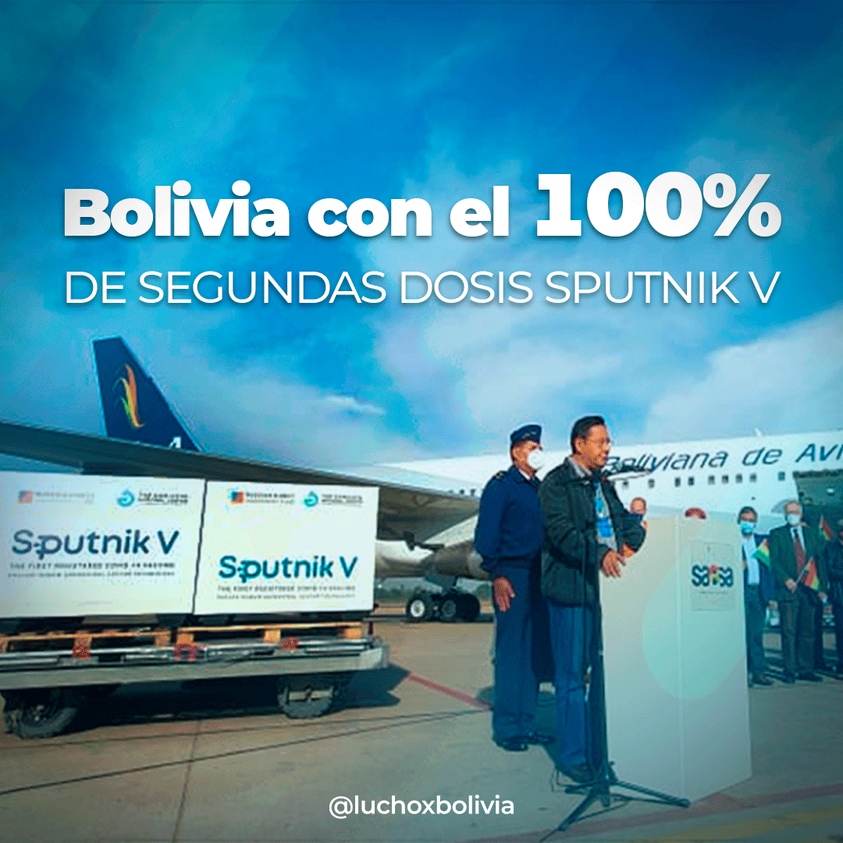 Salud garantiza esquema completo con llegada de 522.500 segundas dosis de Sputnik V para población boliviana