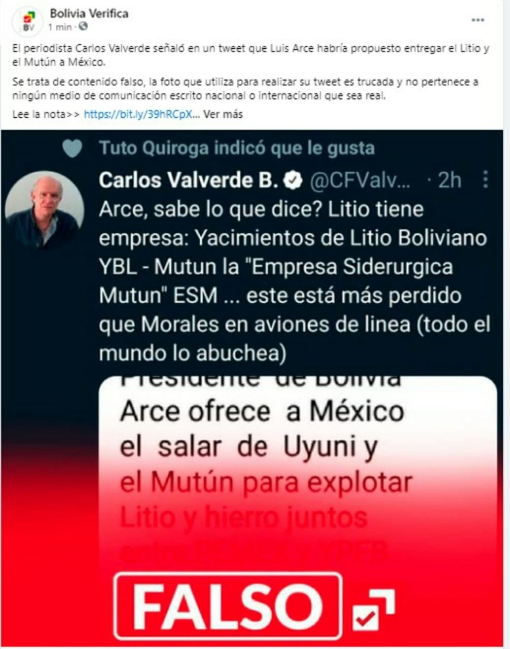 Desmienten que presidente Arce propuso entregar el litio y el Mutún a México